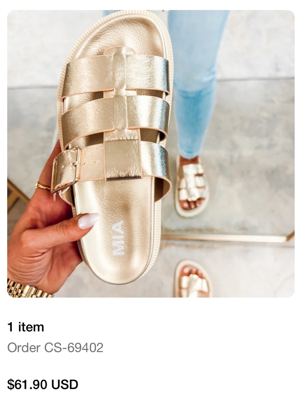 MIA Metallic Gold Slide Sandals